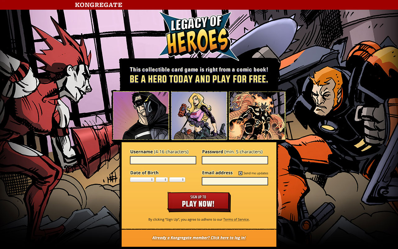 Legacy of Heroes landing page