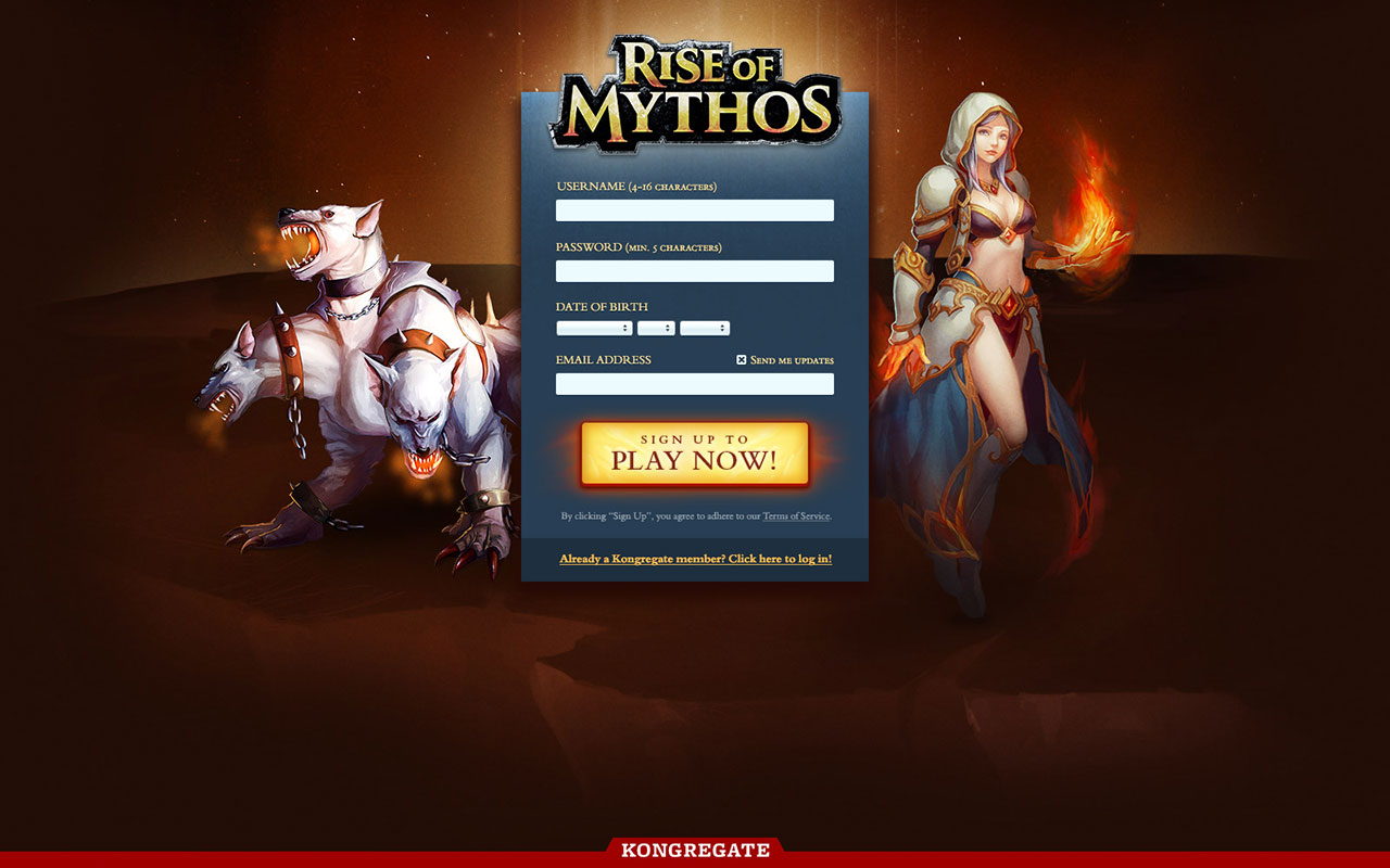 Rise of Mythos landing page