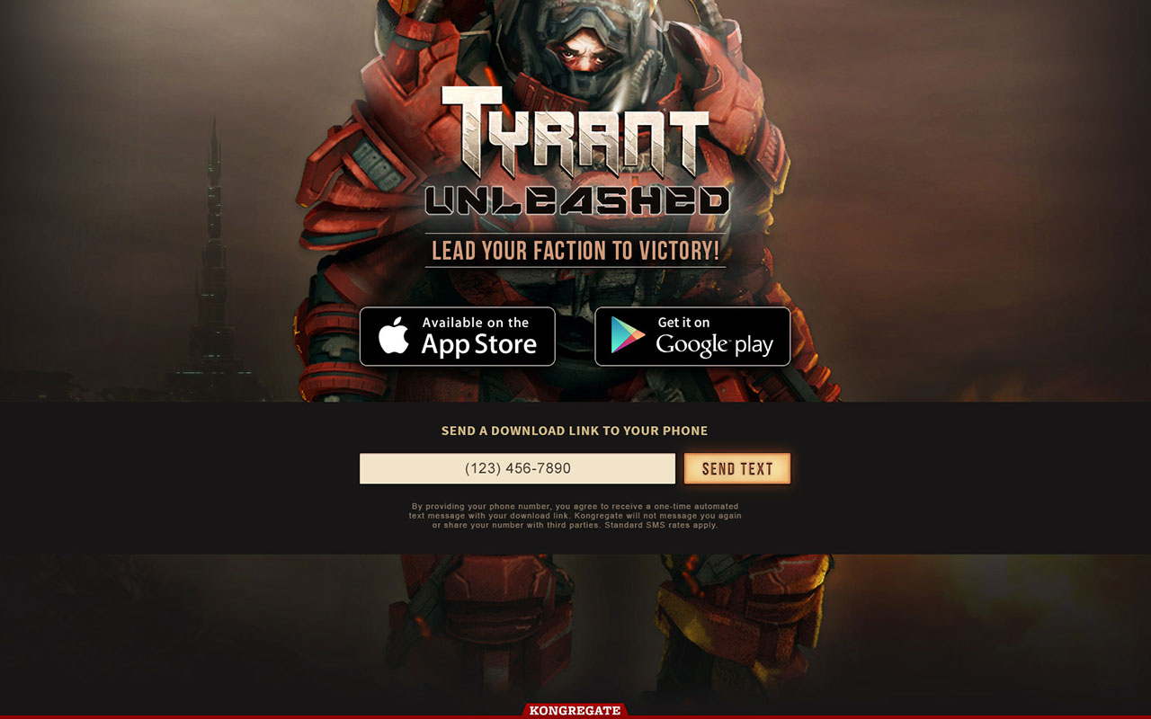 Tyrant Unleashed Mobile landing page