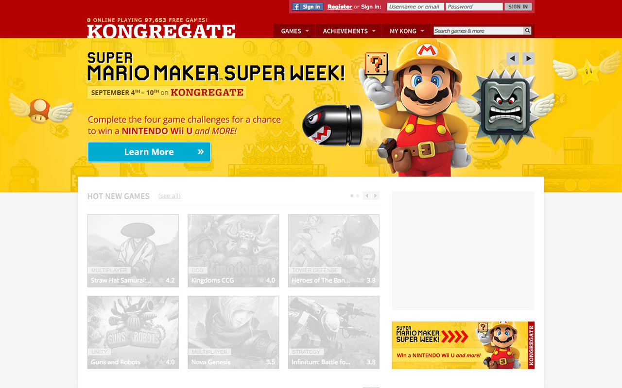 Super Mario Maker sweepstakes home page