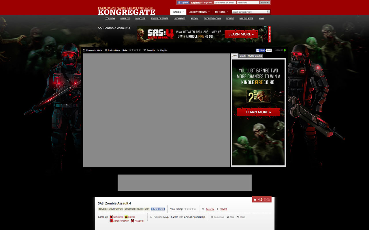 SAS: 4 Kongtonium Strongbox sweepstakes game page