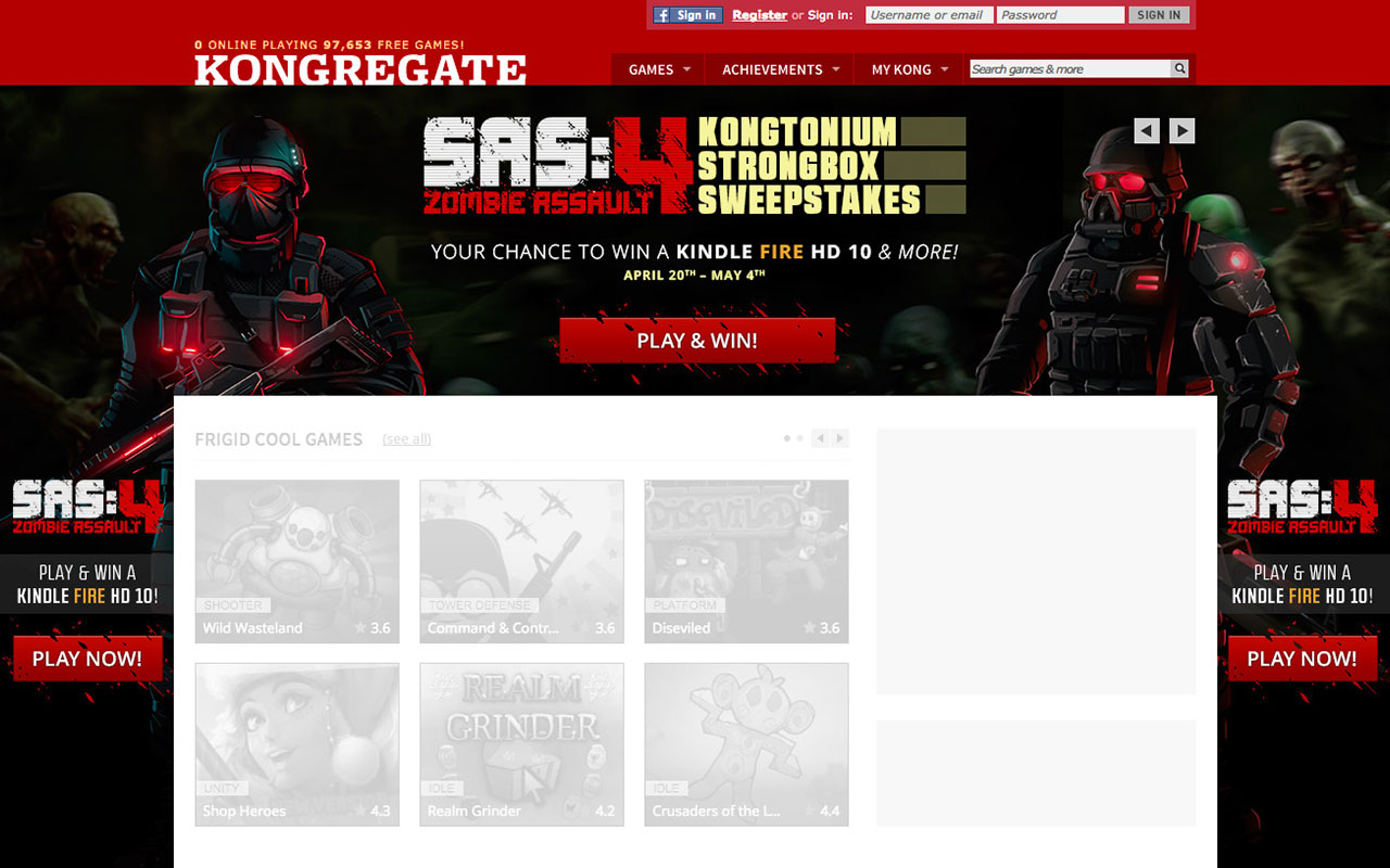 SAS: 4 Kongtonium Strongbox sweepstakes home page